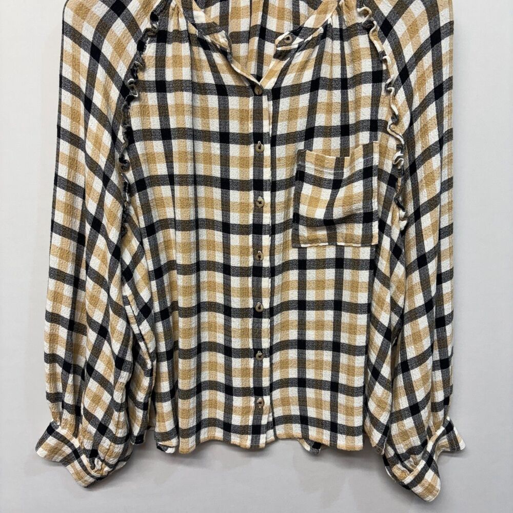 Pilcro Anthropologie Women Long Sleeve Blouse Top Shirt Size 2X Plaid C063 -16 - Picture 11 of 16